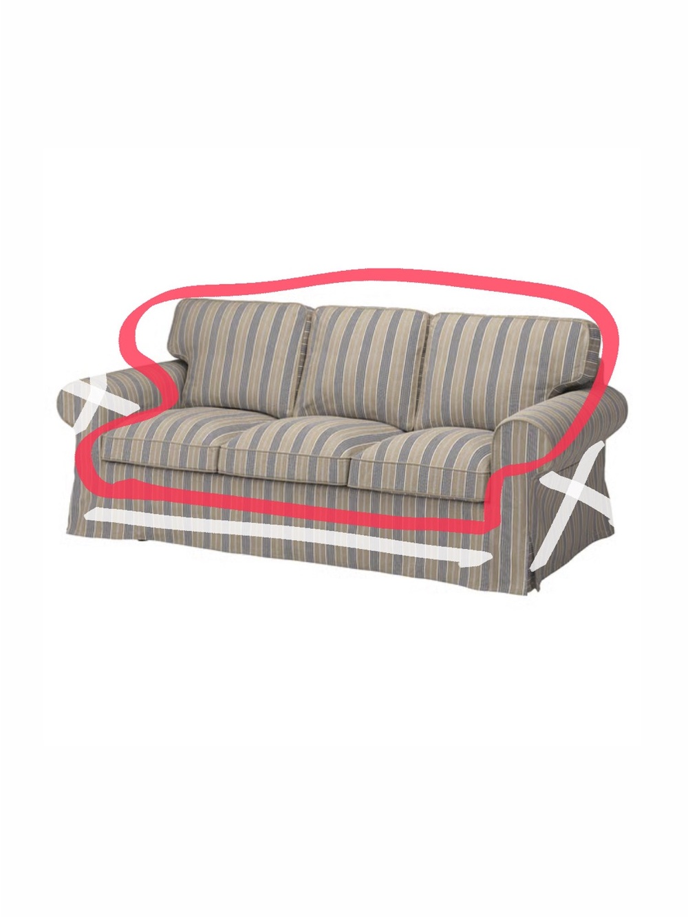 IKEA || Uppland Sofa Cushion Covers in Karlshov Beige Stripe Set of 6